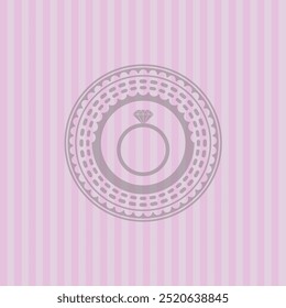 diamond ring icon inside realistic pink emblem. Conceptual design.