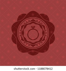 diamond ring icon inside red emblem. Retro