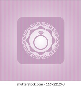 diamond ring icon inside retro style pink emblem