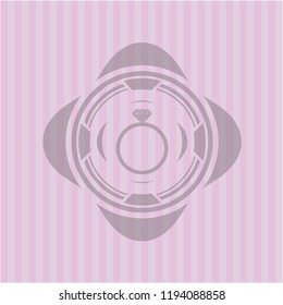 diamond ring icon inside retro style pink emblem