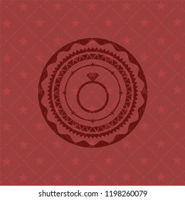 diamond ring icon inside retro style red emblem