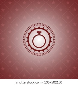 diamond ring icon inside retro red emblem