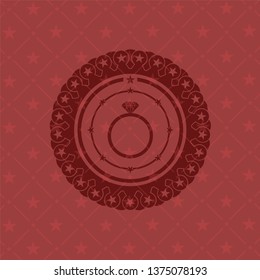 diamond ring icon inside retro red emblem