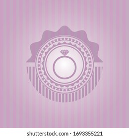diamond ring icon inside retro style pink emblem