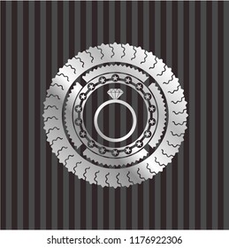 diamond ring icon inside silver badge