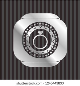diamond ring icon inside silver badge
