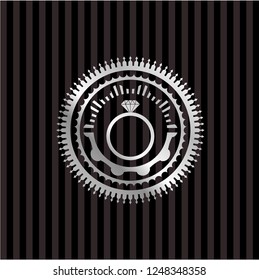 diamond ring icon inside silver emblem