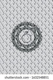 diamond ring icon inside silver color emblem or badge. Scales pattern. Vector Illustration. Detailed.