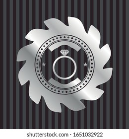 diamond ring icon inside silver badge