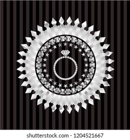 diamond ring icon inside silvery shiny badge