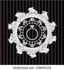 diamond ring icon inside silvery shiny badge