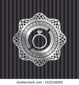 diamond ring icon inside silvery shiny badge