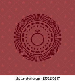 diamond ring icon inside vintage red emblem