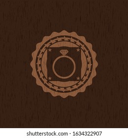 diamond ring icon inside vintage wood emblem