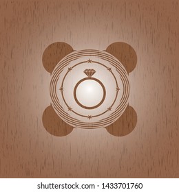 diamond ring icon inside wooden signboards
