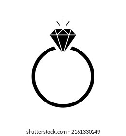Diamond ring icon isolate on white background.