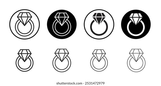 Diamond ring icon Isolated flat vector in outline