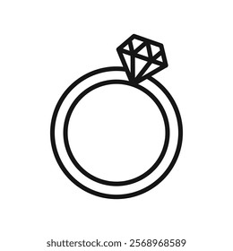 Diamond ring icon Isolated flat vector in outline