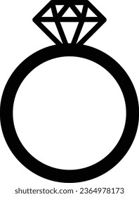 Diamond ring icon isolated on white background . Wedding and engagement vector illustration
