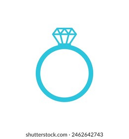 Diamond ring icon. Isolated on white background. 