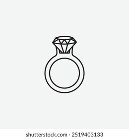 Diamond ring icon isolated on white background