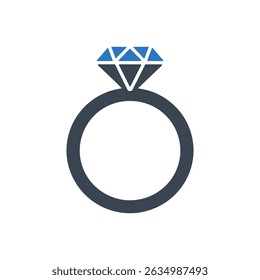 Diamond Ring Icon Isolated On White Background