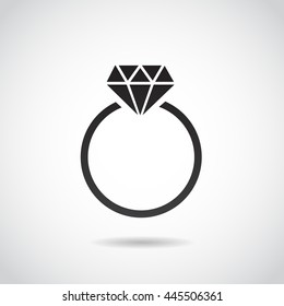Diamond ring icon isolated on white background. Vector art.