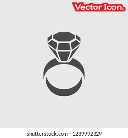 diamond ring icon isolated sign symbol and flat style for app, web and digital design. Vector illustration.