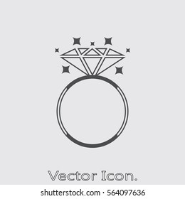 diamond ring icon isolated sign symbol and flat style for app, web and digital design. Vector illustration.