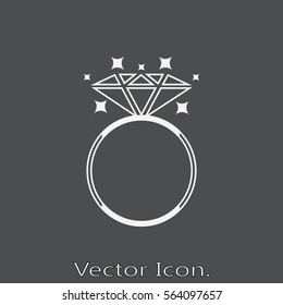 diamond ring icon isolated sign symbol and flat style for app, web and digital design. Vector illustration.