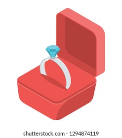 Diamond ring icon, isometric vector