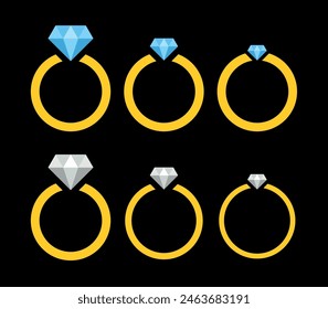 Diamond ring icon. Jewelry symbol of decoration, wealth, glamor or wedding. Gold ring with a precious stone.