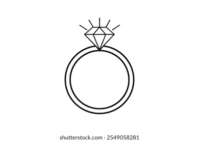 diamond ring icon line art vector illustration diamond outline design