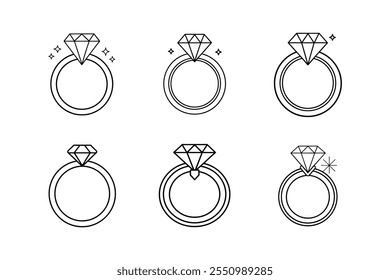 diamond ring icon line art vector illustration ring outline design