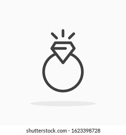 Diamond ring icon in line style. For your design, logo. Vector illustration. Editable Stroke.