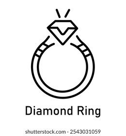 Diamond ring icon in line style 