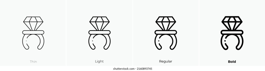 diamond ring icon. Linear style sign isolated on white background. Vector illustration.