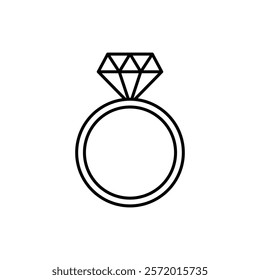 Diamond ring icon in liner stroke style