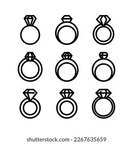 diamond ring icon or logo isolated sign symbol vector illustration - high quality black style vector icons
