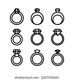 icono de anillo de diamante o logotipo símbolo de signo aislado ilustración vectorial de alta calidad estilo negro iconos vectoriales
