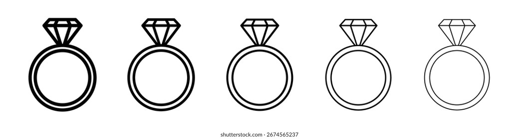 Logotipo do ícone de anel de losango na coleção de linhas de traçado