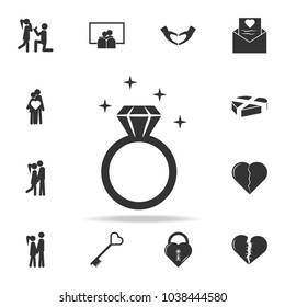 Diamond ring icon. Love or couple element icon. Detailed set of signs and elements of love icons. Premium quality graphic design. One of the collection icons for websites on white background