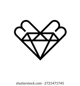 Ícone De Anel De Diamante Com Gema Geométrica Do Logotipo M Contorno Para Marcas De Joias E Design De Logotipo.