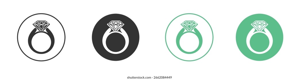 Diamond ring icon Minimal Flat Line Vector Icon Set.
