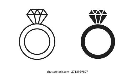 Ícone de anel de diamante para aplicativo móvel, designs editáveis