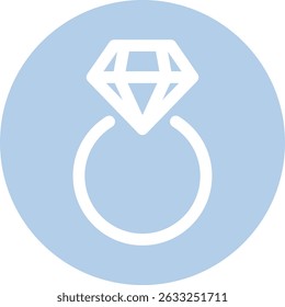 Diamond Ring Icon on Blue Circle Background