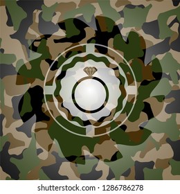 diamond ring icon on camouflage texture