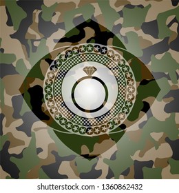 diamond ring icon on camouflaged texture