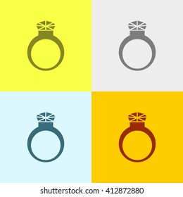 Diamond Ring Icon on Four Different Backgrounds. Eps-10.