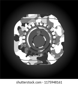 diamond ring icon on grey camouflaged pattern